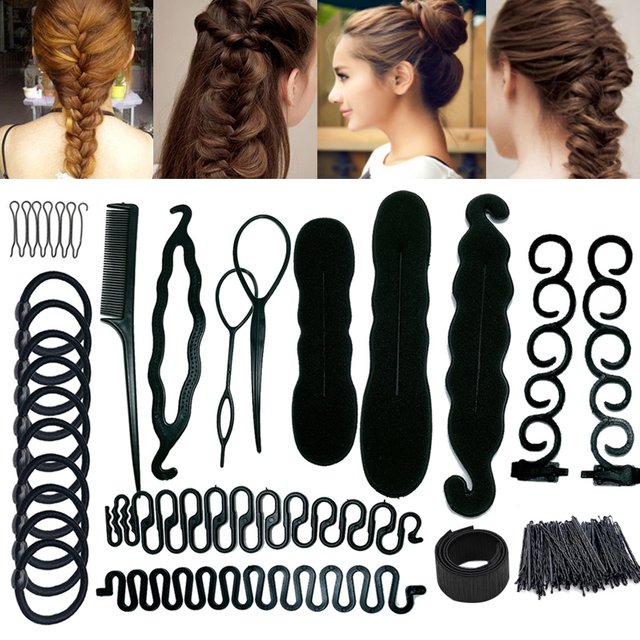 1-65 pièces/ensemble multi-style magique beignet chignon fabricant femmes cheveux accessoires tresse style épingles à cheveux torsion pinces à cheveux filles outils de coiffure