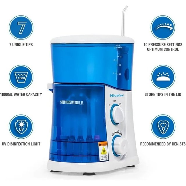 Portable UV Disinfection Water Flosser Teeth Cleaning Gum Care 7 Adjustable Nozzles Oral Irrigator Mouthwash Set