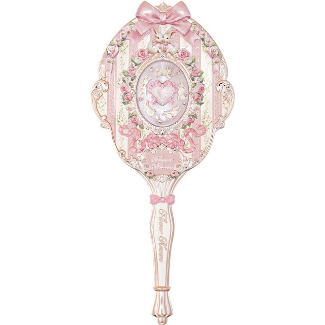 Flower Knows Bunny Garden Cute Rabbit Vintage Hand Mirror Portable Handheld Cosmetic Makeup Mirror for Girls
