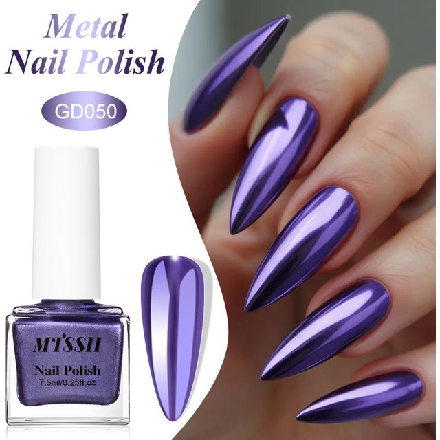 7.5ml Metallic Nail Polish Mirror Effect Fast Drying Long-Lasting Nails Art Polish DIY No Need Lamp Cure Nail Decoration Design