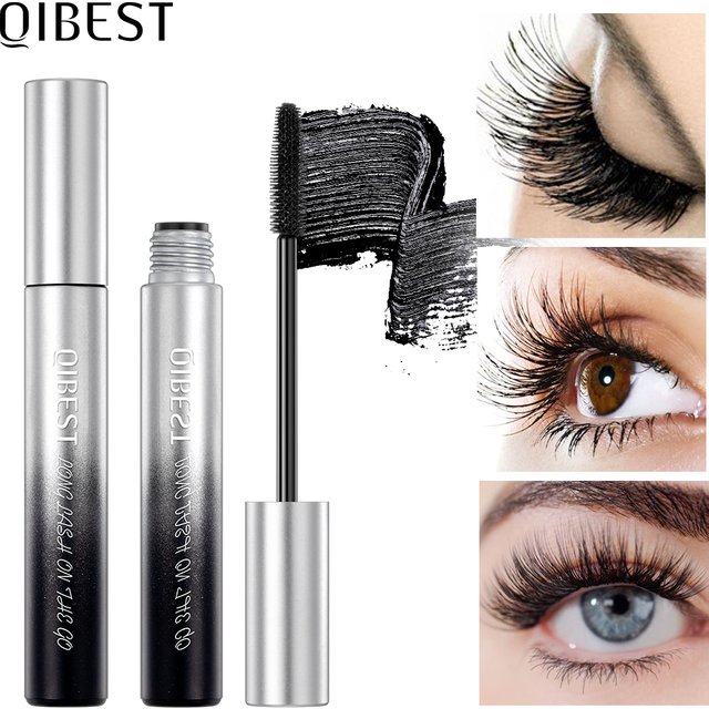 QIBEST-Mascara 4D injFiber résistant à l'eau, extra volume, anti-taches, curling, allongement,