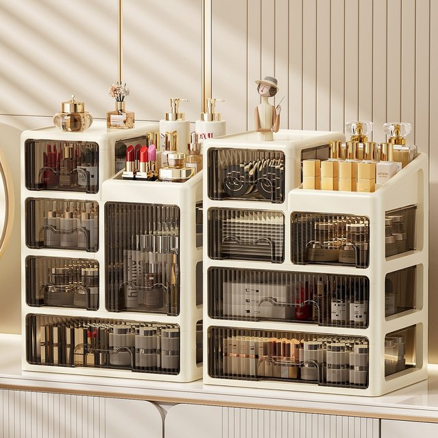 Drawer-style cosmetics storage box, high-end dressing table, lipstick, skin care products, jewelry shelf, desktop storage box