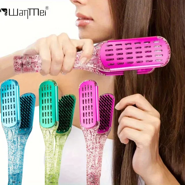 Pro Hairdressing Straightener Hairbrush Nylon Hair Straightening Double Brushes V Shape Comb Clamp Not Hurt Styling Tools DIY
