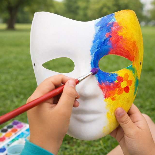 3pcs Paper Mache Masks for DIY Paintable Face Masks, Perfect for Drawing and Creative Party Mask Halloween Masquera
