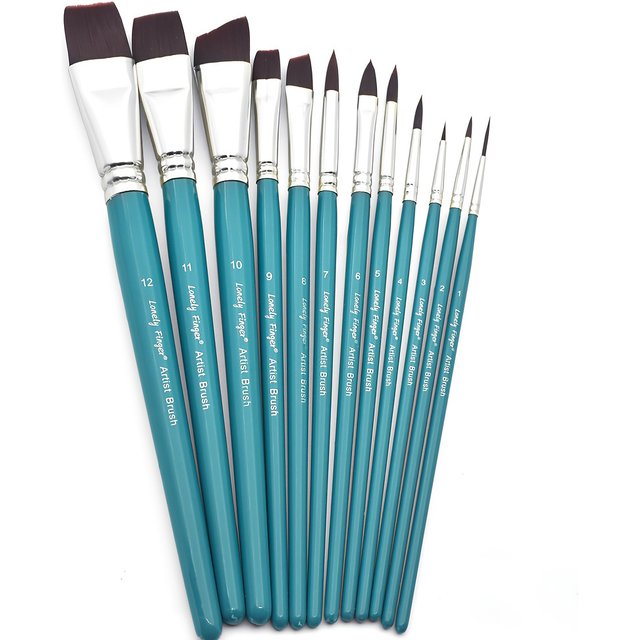 10/12/24pcs Professional Face Painting Brush Set Premium Nylon Bristles for Stage Makeup Petal Dome Tips, Embossing & Linework