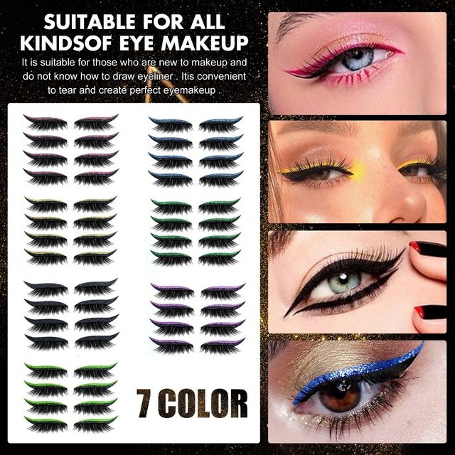 4 Pairs Lazy Eye Shadow Eyelash Patch Reusable Self-Adhesive Lazy Eyelash Stickers Waterproof With Eyeliner
