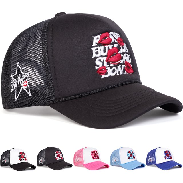 Unisex Letter Lips Embroidery Side Pentagram Baseball Net Caps Spring and Summer Outdoor Adjustable Casual Hats Sunscreen Hat
