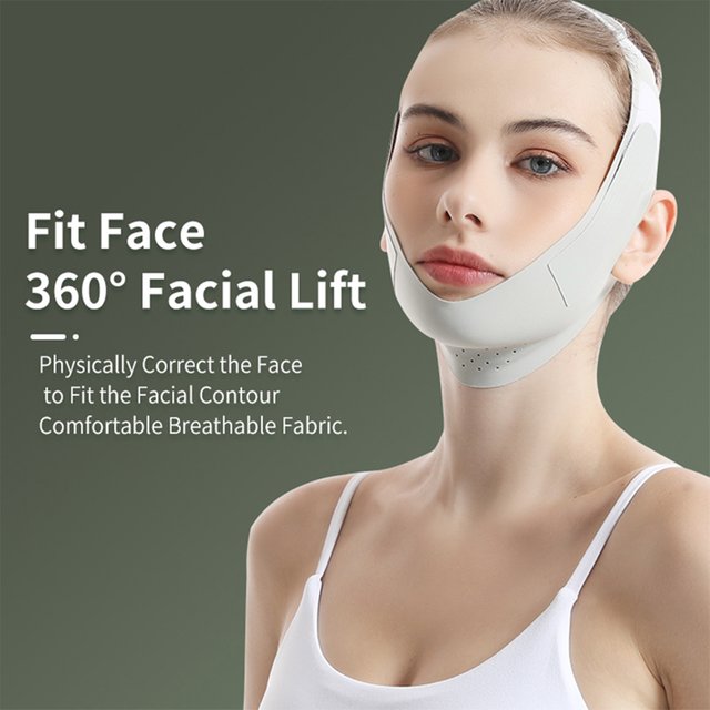 V-Lift Face Mask with Breathable Fabric, Anti-Aging Face Sculpting Band for Double Chin Reduction, Reusable Facial Lifting Strap