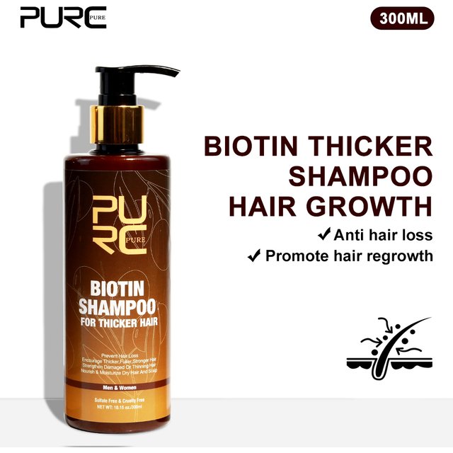PURC 300ML Biotin Hair Shampoo Scalp Cleaning Nourishing Strengthen Roots Shampoos Hair Care Products for All Hair Types