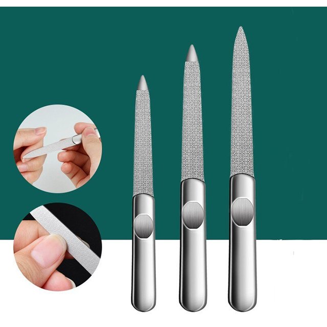Mix 3 Size Nail File Stainless Steel Professional Exfoliating Double Sides Sandpaper For Professional Finger Toe Nail Care Tools
