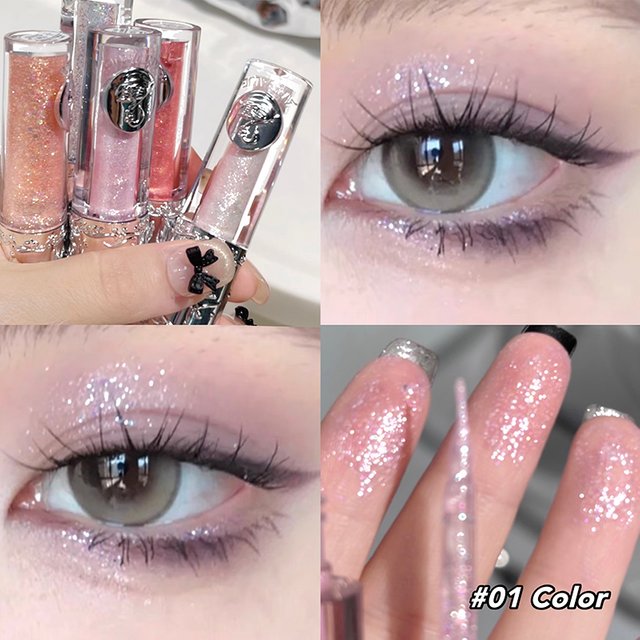 Glitter Liquid Eye Shadow Pearly Shimmer Highlighter Waterproof Fine Shiny Pink Eyeshadow Korean Charming Eye Makeup Illuminator