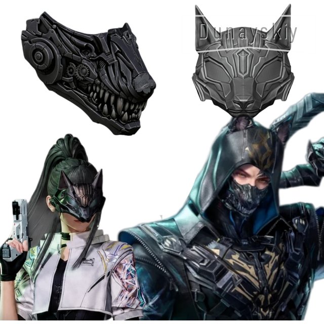 Hunter MC Valko Couple Cosplay Half Face Mask Game Love And Deepspace Cosplay 3D Polylactic Acid Mask Props Accessories 코스프레
