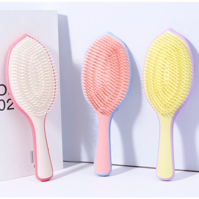 1pcs leaf shaped fine toothed comb hair brush, fluffy skull top non knotted air cushion comb,Special for real hair wigs