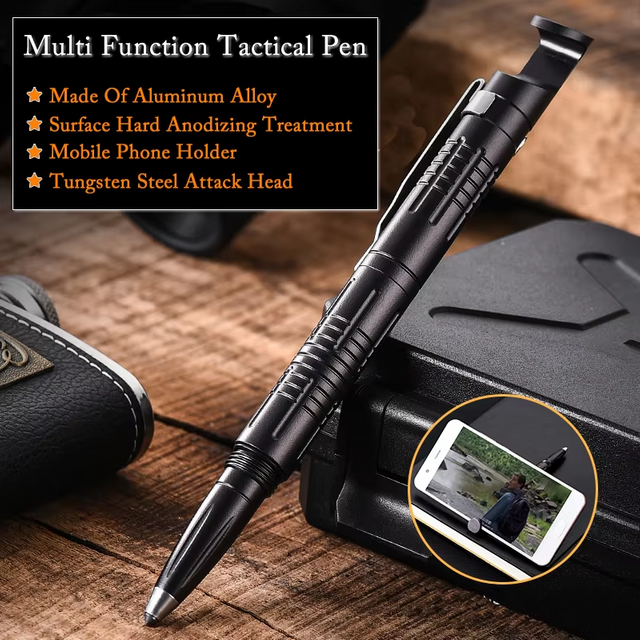 Stylo DulPen d'autodéfense multifonction en alliage d'aluminium, brise-vitre d'urgence, support de téléphone, survie en plein air, outil EDC, cadeau