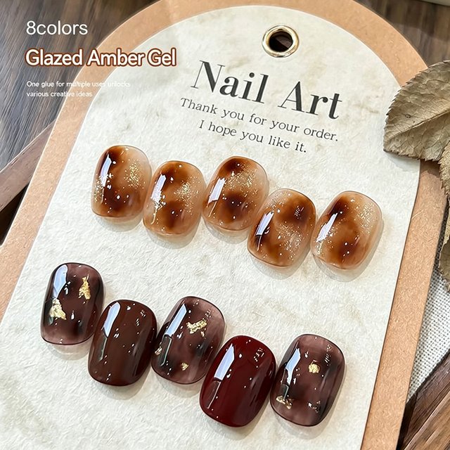 MIANEL Cold Brew Amber Gel Nail Polish – 2026 Fall/Winter New Arrival, Flattering Maillard Tortoiseshell Glass Nail Art Gel
