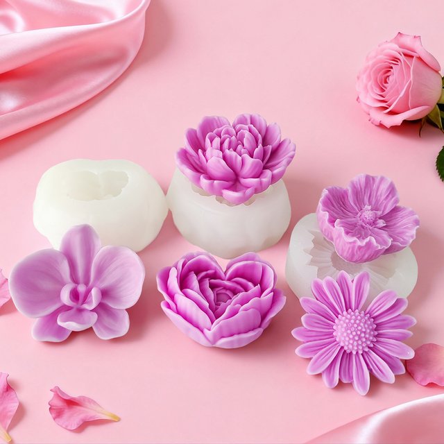 Moule en Silicone 3D Fleur Rose pour Bougies Parfumées, Gâteaux, Savons et Résine - Moule Alimentaire pour Décoration Artisanale