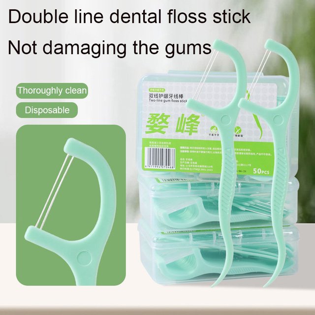 Double Line Dental Floss Mint Disposable Bow Design Portable Oral Cleaning Toothpick Floss Pick Carry-on Adult Teeth Oral Care