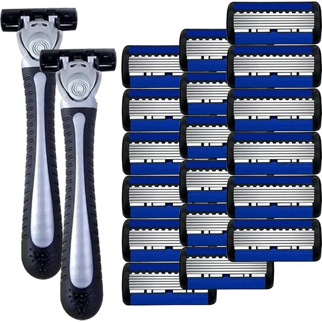 Men's shaver manual shaver blade with 6-layer stainless steel replacement head, high-quality facial shaving