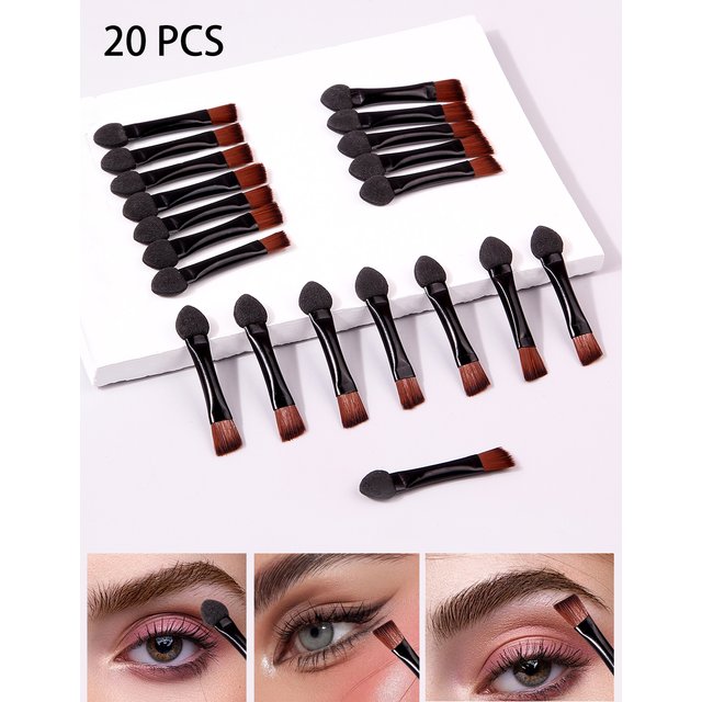 20 Pcs Dual Ended Eyebrow Brush Set Double Ended Sponge Head Eye Shadow Brush Eye Makeup Brushes for Eye Shadow Palette