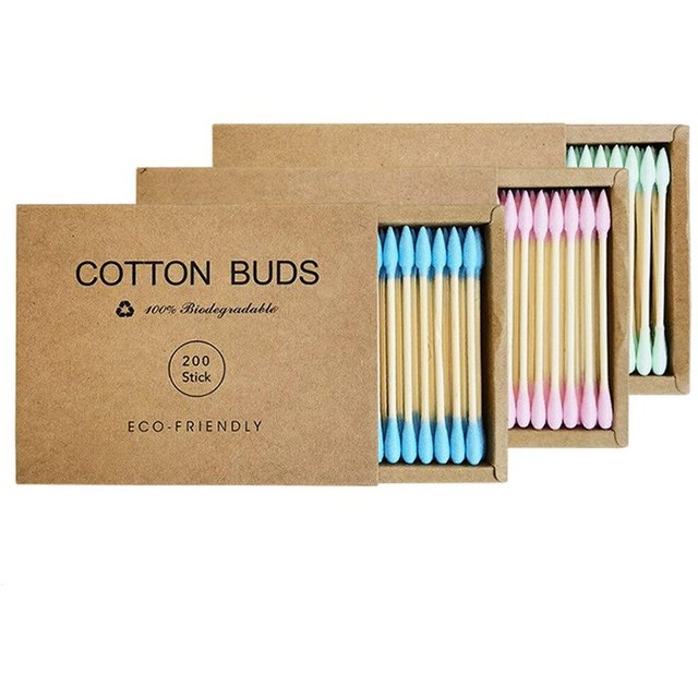 200PCS/Box Double Head Cotton Swab Bamboo Sticks Cotton Swab Disposable Buds Cotton For Beauty Makeup Nose Ears Cleaning