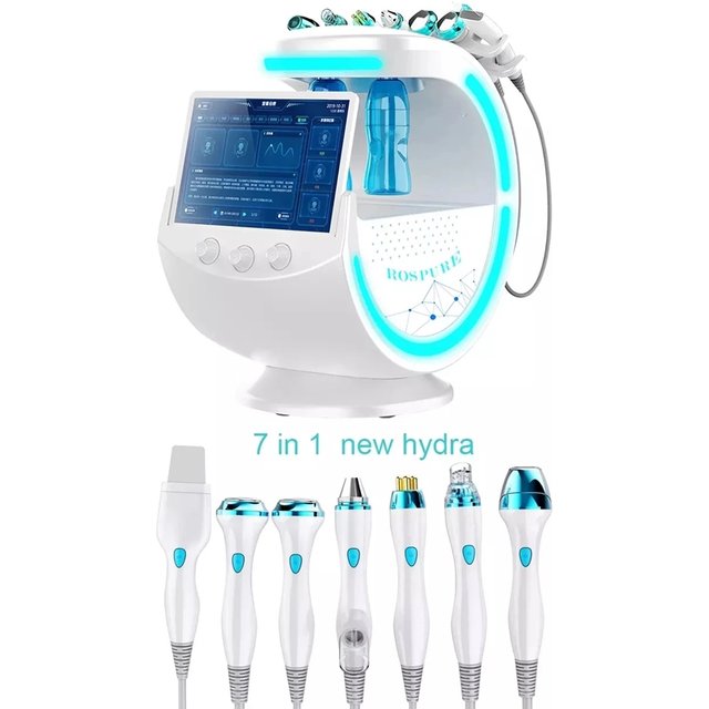 New 7 In 1 Smart Ice Blue Hydra Oxygen Dermabrasion Facial Machine Skin Cleaning Skin Analyzer Dermabrasion Facial Aquafacial