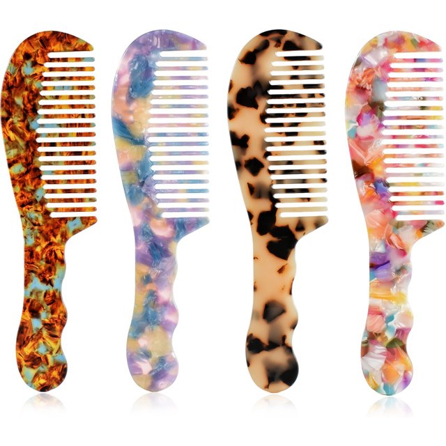 1PC multi-color acetic acid hairbrush, portable hairbrush, pocket comb, suitable for various hair lengths and textures, as a gif