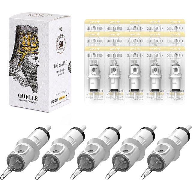 50PCS QUELLE Tattoo Cartridges Professional Disposable safety Needles Permanent Makeup For Machine Supply RL/RS/RM 0.30/0.35mm