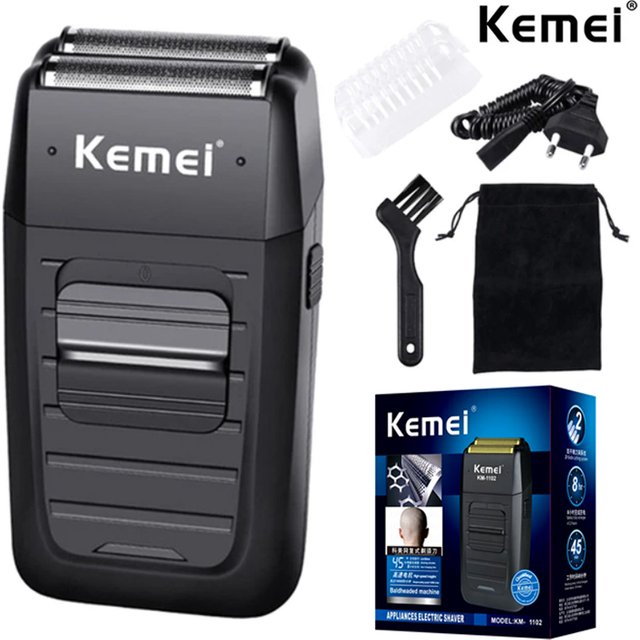 Kemei Reciprocating Electric Shaver for men Waterproof Cordless Razor USB Rechargeable Shaving Machine Barber Trimmer KM-1102