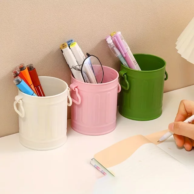 MultiPurpose Desktop Organizer and Storage Box with Mini Trash Can and Pen Holder Perfect for Makeup Brushes and Office Supplies