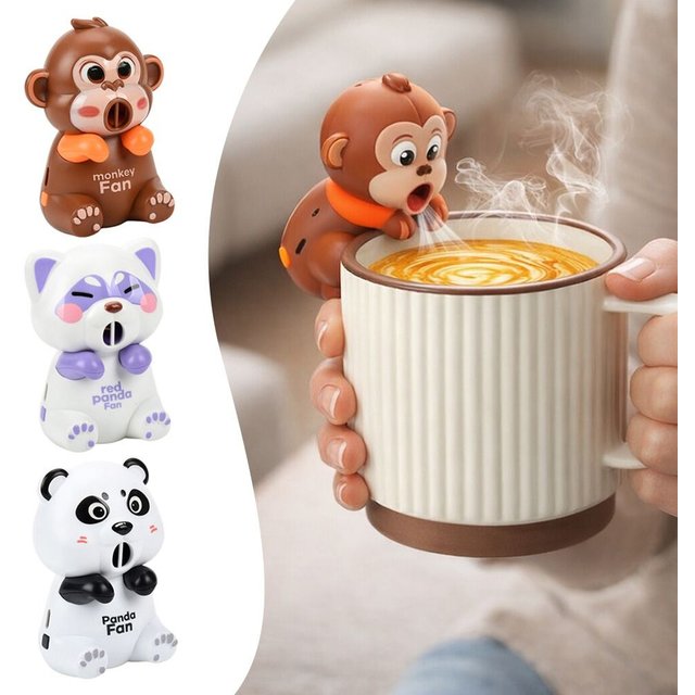 Animal Shaped Summer Hanging Cup Hair Dryer Three Wind Speeds Rechargeable Cartoon Cat Fan Adjustable Automatic Water Blower