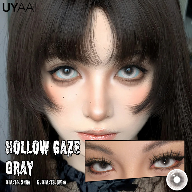 UYAAI Cosplay Contact Lenses Halloween Crazy Lens 14.5MM Big Eyes Anime White Contact Lenses Blue Red Pupils For Party Makeup
