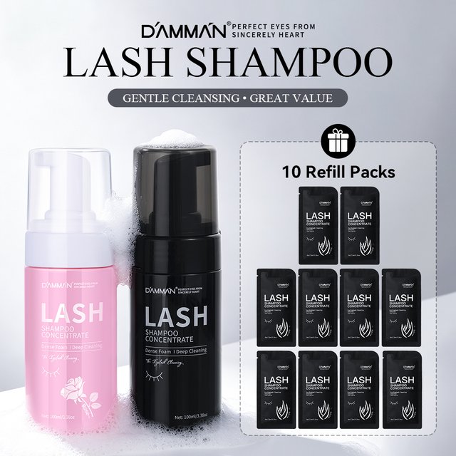 Damman Eyelash Shampoo Foam for Extensions 100ml Non-Irritating Lash Cleanser Shampoo Gentle Cleansing for Salon Use