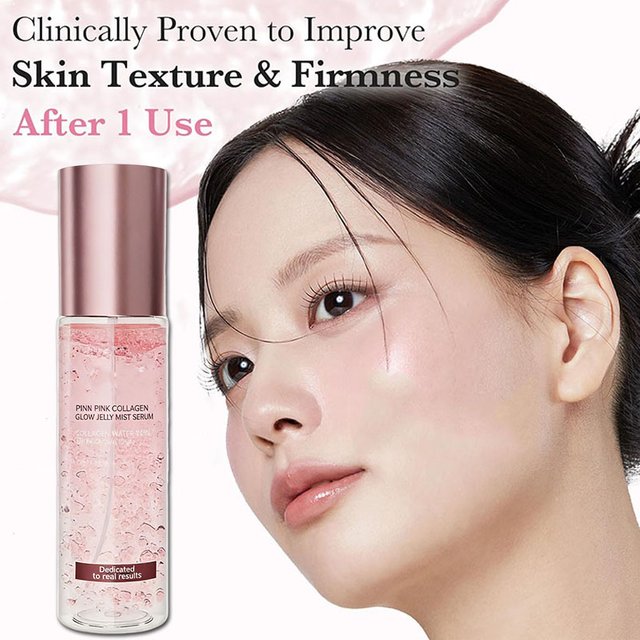100ml PDRN Pink Collagen Face Spray Glow Jelly Mist Serum Hydrating Facial Spray with Collagen Water Lightweight Moisturizing