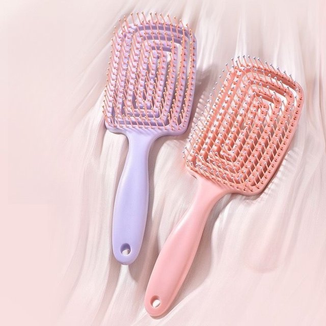 Hollow Vented Hair Brush Curved Detangler Comb Anti‑Pull Scalp Massage Hairbrush Fast Drying Styling Comb for women Long Hair