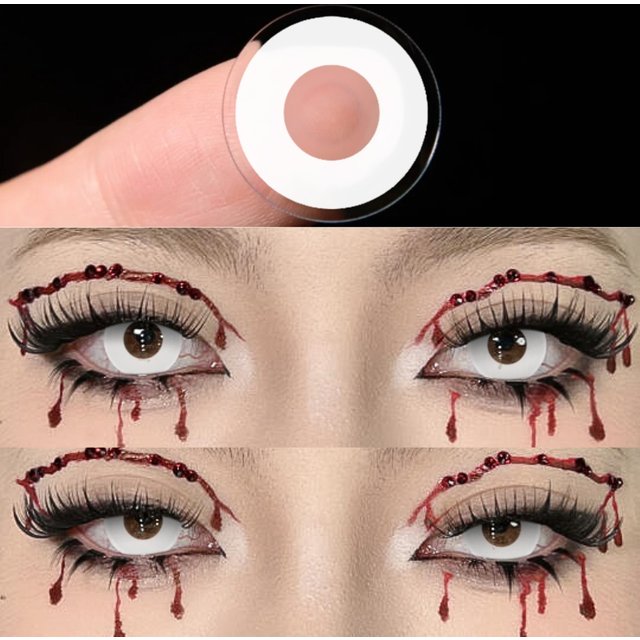 UYAAI Cosplay Contact Lenses Sharingan Cosmetics Red Contact Lenses Halloween Big Eyes White Lenses Cosplay Black Lenses 15.0mm
