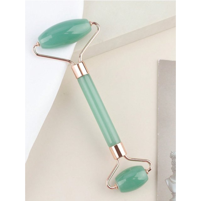1 Pcs Natural Aventurine Jade Roller Dual‑End Face Eye Massage Roller Anti‑Aging Facial Massager Skin Care Beauty Instrument