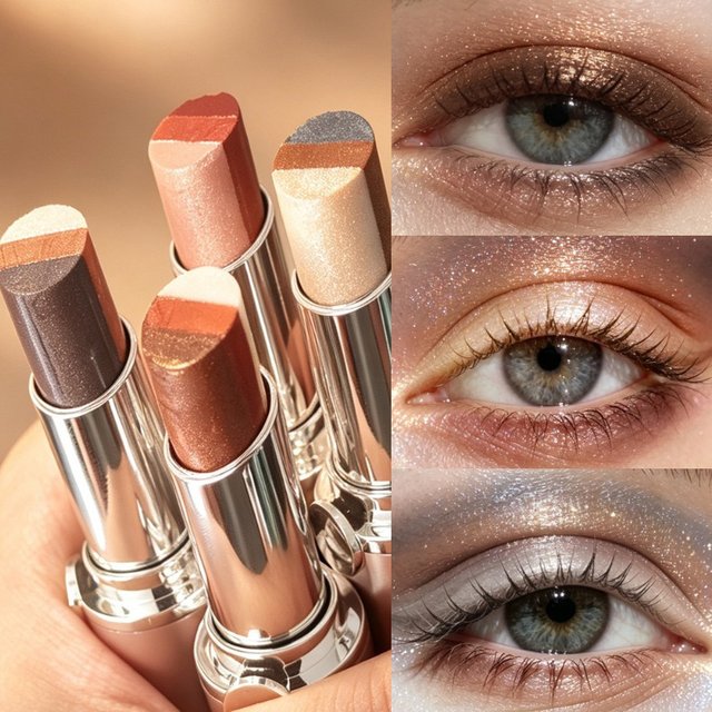 3-Colors Eyeshadow Stick Shimmer Gradient Highlight Contour Cream Eyeshadow Waterproof Smudge Proof Long Wear Eyes Makeup Stick