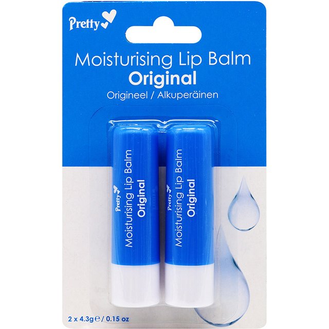 Pretty Moisturising Lip Balm 2Pack, Original Hydrating Lip Care, Nourishing Protection for Dry Lips