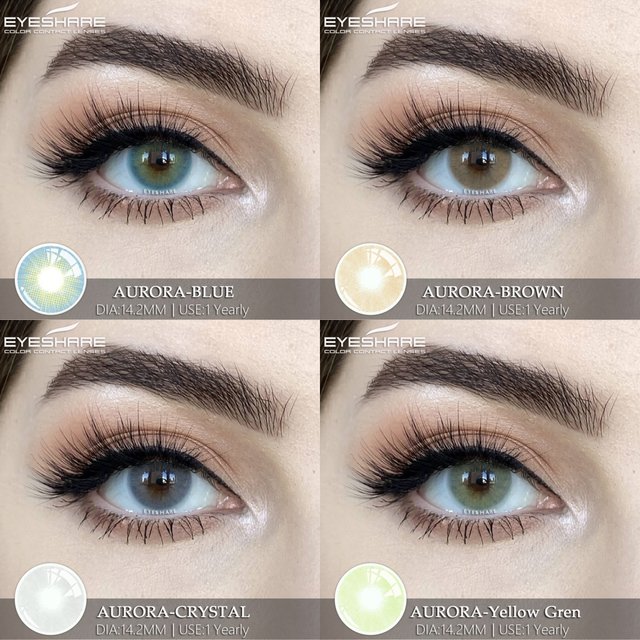 EYESHARE 1 Pair Color Lens AURORA Color Contact Lenses Beautiful Pupil Makeup Blue Contact Lens Yearly Use Gray Contacts Lenses