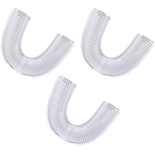 3pcs White U-Shaped Electric Toothbrush Heads, Food Grade Silicone Soft Replacement Brush for 2-6 Years Kids Toddler Baby, Home