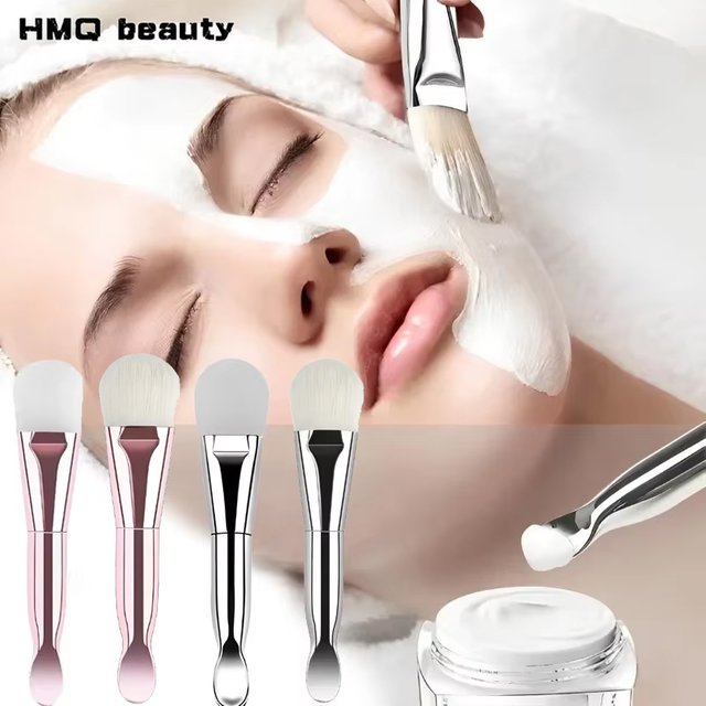 Brosse pour masque Facial en Silicone à double usage, avec tête souple et cuillère à creuser pour Film de boue, bricolage, soins de la peau du visage, outil de beauté de nettoyage
