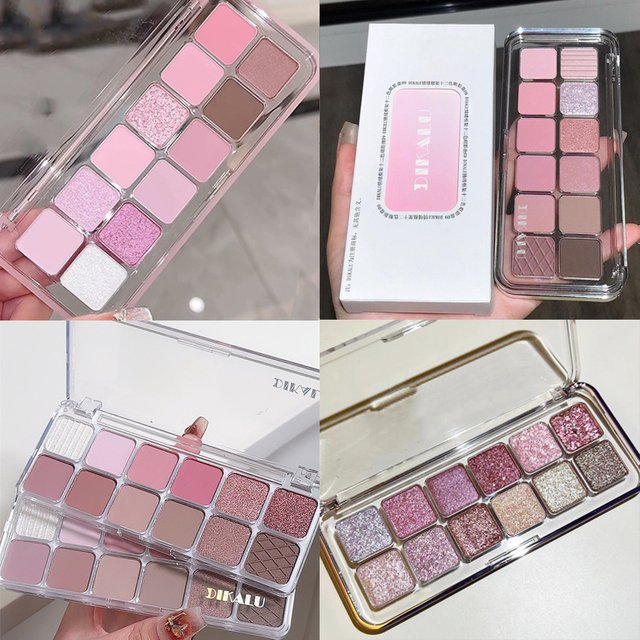 Rose Pink Eyeshadow Makeup Palette Waterproof Nude Shimmer Matte Eyeshadow Purple Eye Makeup Shadow Korean Cosmetics Dupes Girls