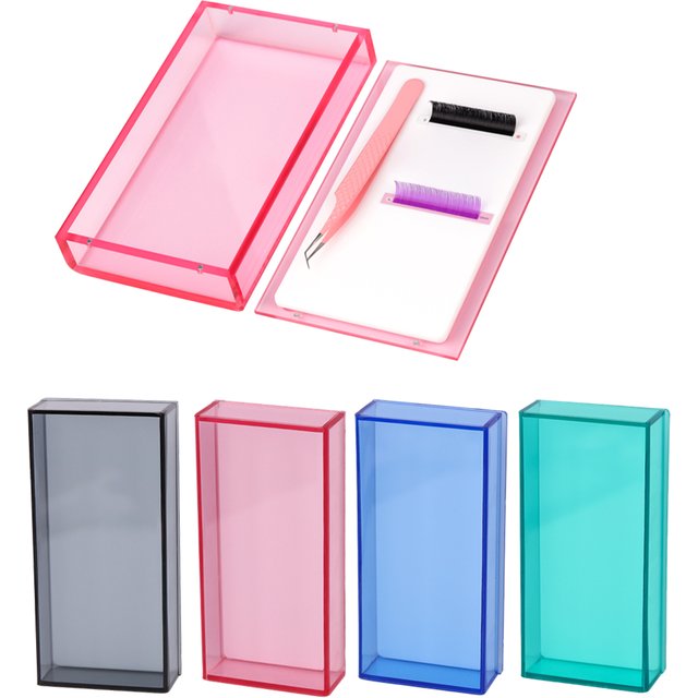 Eyelash Extensions Acrylic Lash Holder Eyelashes Pallet Storage Box Case Eyelash Stripes Tile Dust-proof Cover Makeup Tools