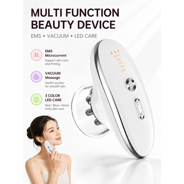 Multi Function Beauty Device EMS Facial Massager Vacuum Face Care 3 Color LED Skin Care Tool Essence Infusion Facial Massage