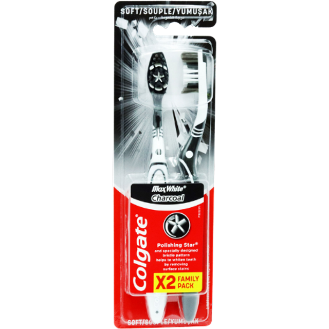 Colgate Max White Charcoal Soft Toothbrush - 2 pcs