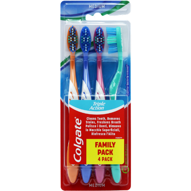 Colgate Triple Action Medium Toothbrush - 4 pcs