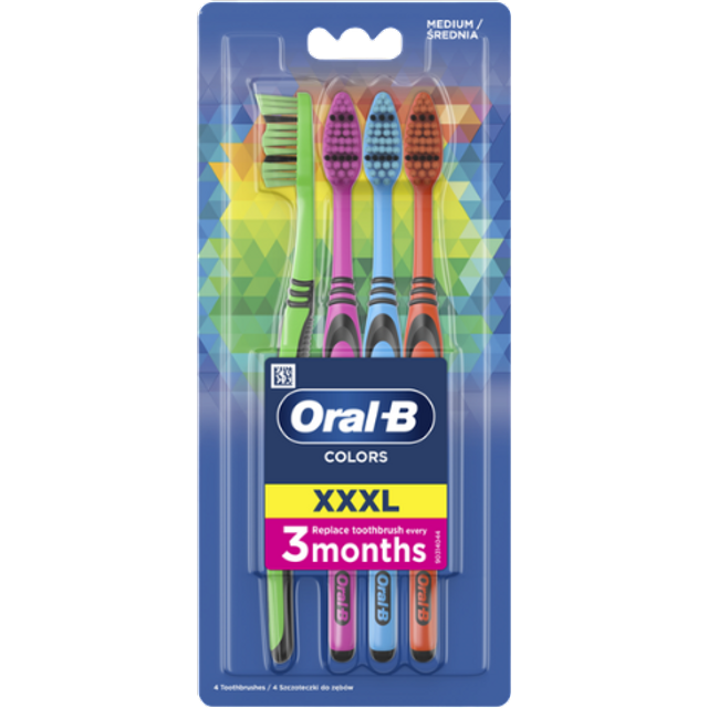 Oral-B Colors XXXL Manual Toothbrush - 4 pcs