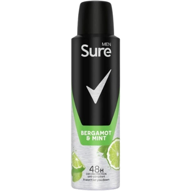 Sure Men Bergamot & Mint Anti-Perspirant Deodorant Spray - 150 ml