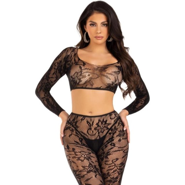 - Crop Top & Leggings Sans Pied - Noir
