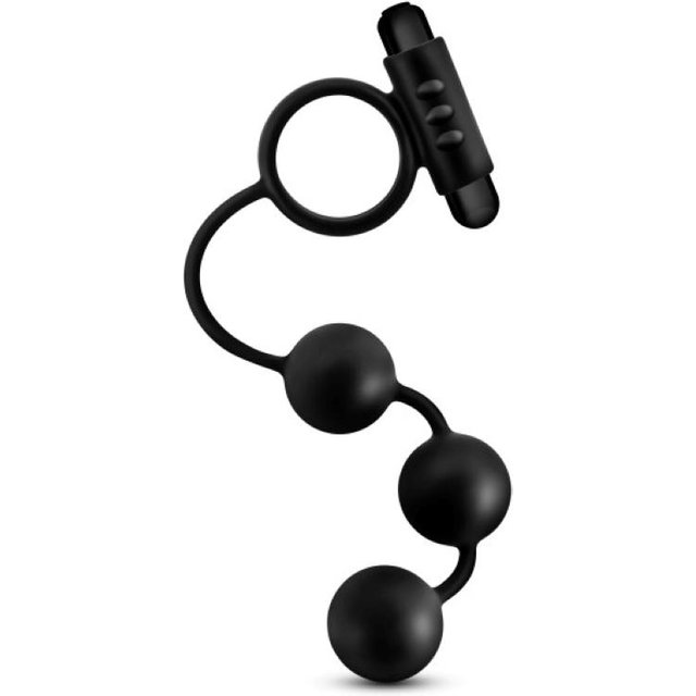 Anal Adventures Platinum - Chapelet thaï avec anneau pénien vibrant